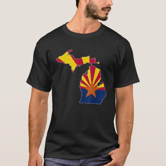 T-shirt MICHIGAN STATE MAP ARIZONA AZ Drapeau Racines Homm (Devant)