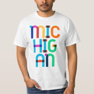 T-shirt Michigan Vintage Retro Art Populaire Années 80 Cou