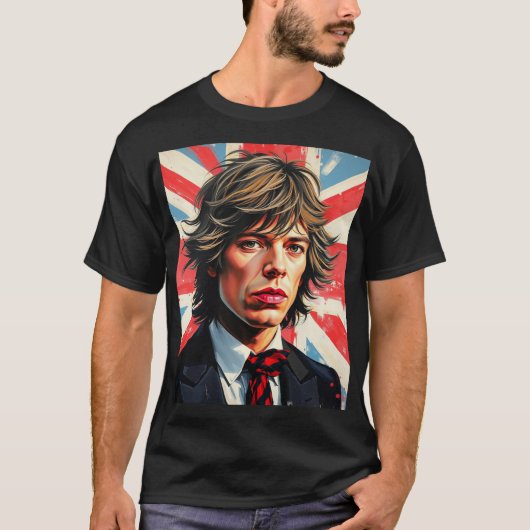 T-shirt Mick Jagger Rolling Stones devant un Union Jac (Devant)