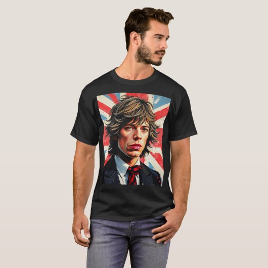 T-shirt Mick Jagger Rolling Stones devant un Union Jac (Devant entier)