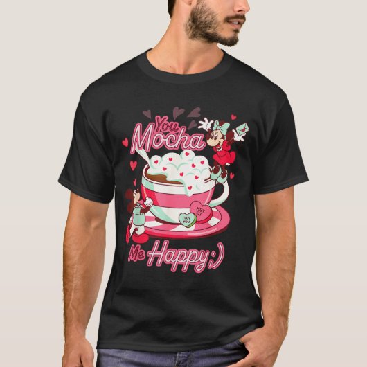T-shirt Mickey & Minnie Valentine's Day You Mocha Me H (Devant)