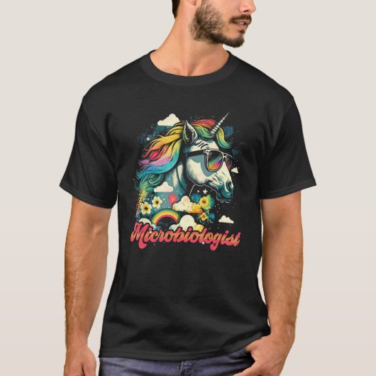 T-shirt Microbiologiste de la licorne arc-en-ciel Microbio (Devant)