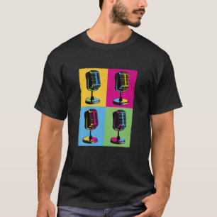 T-shirt Microphone rétro Pop Art Musique Enregistrement A