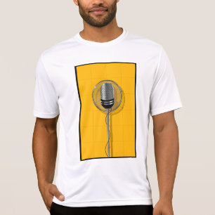 T-shirt Microphone Rétro sur Fond Jaune Gras