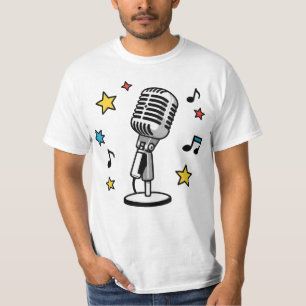 T-shirt Microphone Vintage Notes de Musique Design Rétro C