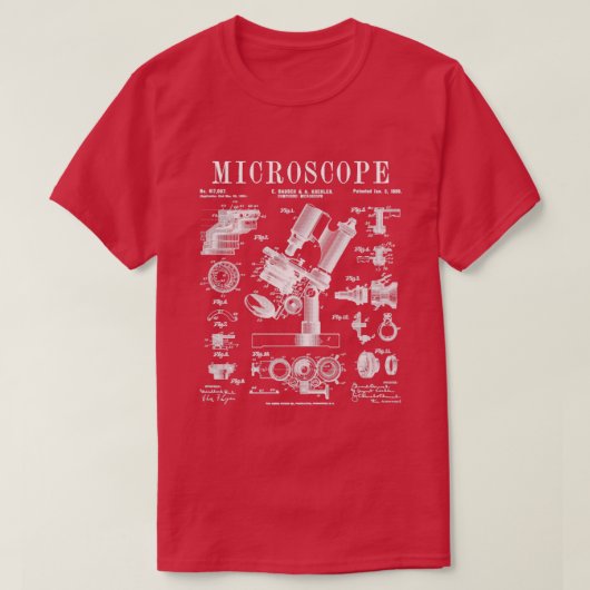 T-shirt Microscope Biologiste Science Brevet Vintage Drawi (Design devant)