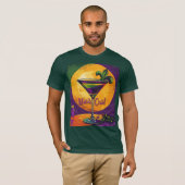 T-shirt Mid Century Mardi Gras Sunset Fleur De Lis Martini (Devant entier)