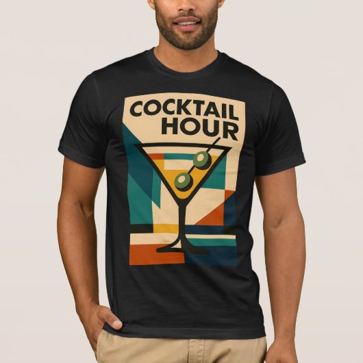 T-shirt Mid Century Modern Bauhaus Cocktail Hour Martini (Devant)