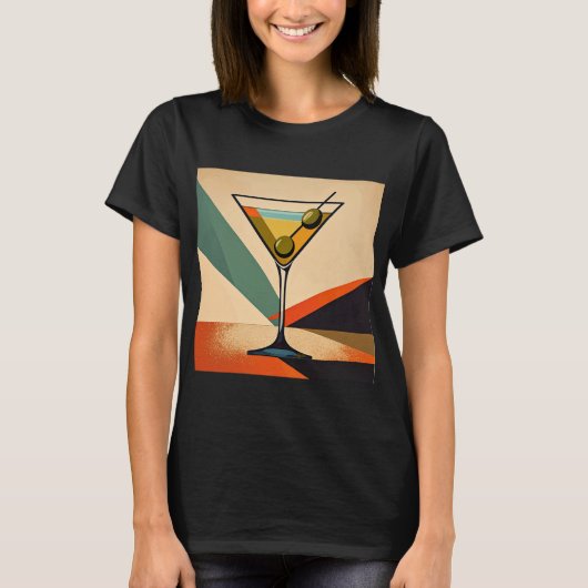 T-shirt Mid Century Modern Color Block Martini Art (Devant)