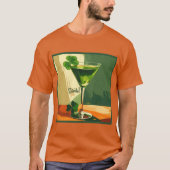 T-shirt Mid Century Modern Shamrock Martini Sláinte!  (Devant)