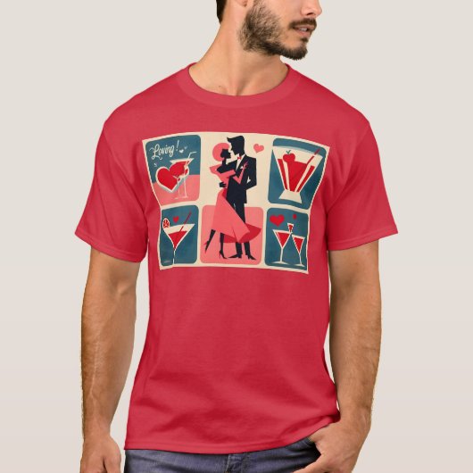 T-shirt Mid Century moderne Valentine Dancing Couple (Devant)