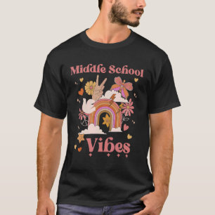 T-shirt Middle School Vibes Groovy Retro Girl Boho Rainbow