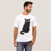 T-shirt Midnight Cat with Purple Glasses (Devant entier)