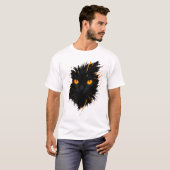 T-shirt Midnight Gaze – Fiery-Eyed Black Cat Art (Devant entier)