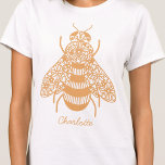 T-shirt Miel Bee Personnalisé<br><div class="desc">Une abeille dorée fleurie pour les amateurs de nature et de pollinisateurs. Art original de Nic Squirrell. Modifiez le nom ou le texte à personnaliser.</div>