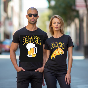 T-shirt Mieux Ensemble Correspondant Couple Nom Bière Pizz