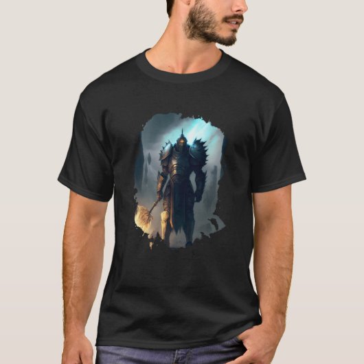 T-shirt Mighty knight in armor with fire sword (Devant)
