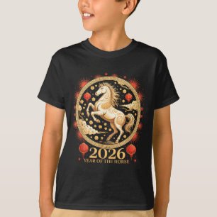 T-shirt Mignon 2026 Année du Cheval Lunaire Fille Zodiaque