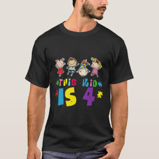 T-shirt Mignon Age 4 Naissance Puzzle Sensibilisation sur
