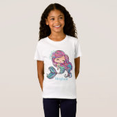 T-Shirt mignon amoureux de sirène ajouter le nom (Devant entier)