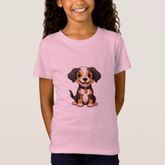 T-Shirt Mignon Art de Chien Tricolore - Chien de Dessin An