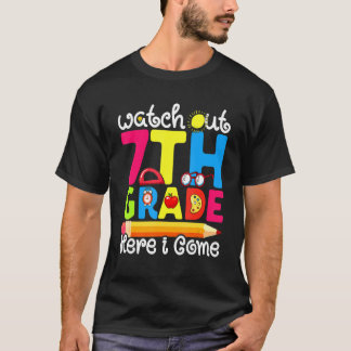 T-shirt Mignon Attention 7e année Premier jour d'école G