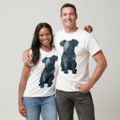 T-shirt mignon avec patchwork en jean et chien (Unisexe)