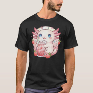 T-shirt Mignon Axolotl Fraise Art Kawaii
