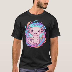 T-shirt Mignon Axolotl Kawaii Art Splash Eau