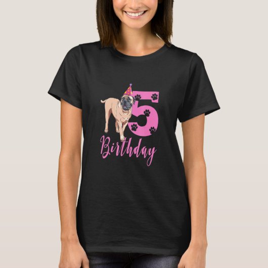 T-shirt Mignon Bullmastiff 5E Anniversaire (Devant)