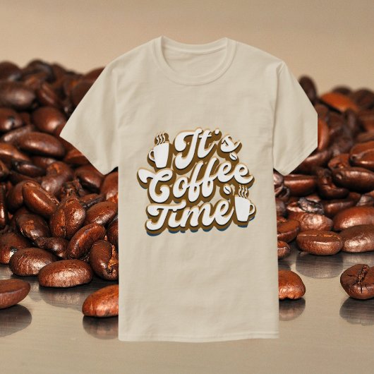T-shirt mignon café temps mot art unisexe