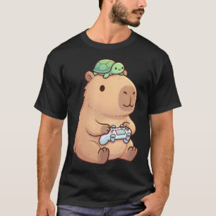 T-shirt Mignon Capybara Anime Joueur Tortue Drôle Kawaii