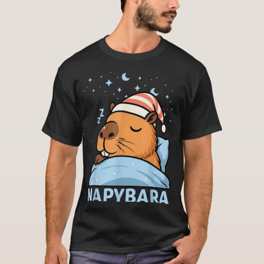 T-shirt Mignon Capybara Endormi Drôle Napybara Pyjama  (Devant)