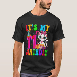 T-shirt Mignon C'est mon 11e anniversaire 11 ans Chat Anni