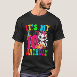 T-shirt Mignon C'est Mon Anniversaire 10 Ans 10 Ans Chat F