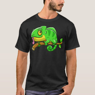 T-shirt Mignon Chameleon Sur Le Dessin D'Arbre