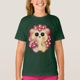 T-shirt Mignon Champignon Rouge Kawaii Hérisson Art