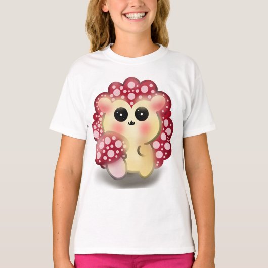 T-shirt Mignon Champignon Rouge Kawaii Hérisson Toadstool (Devant)