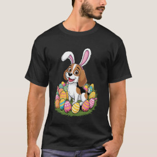 T-shirt Mignon chapeau de lapin Beagle Chasse aux œufs de