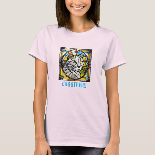T-shirt mignon Chartreux vitrail (Devant)