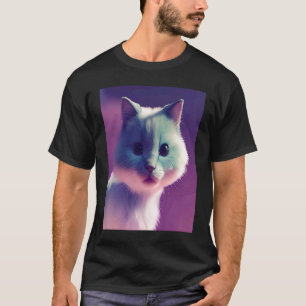 T-shirt Mignon Chat Adorable Chaton Doux Blanc Comme Neige