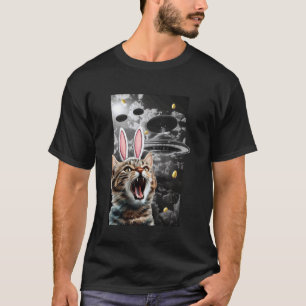 T-shirt Mignon Chat Mème Lapin de Pâques Alien OVNI Drôle
