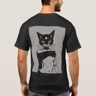 T-shirt Mignon Chat Noir Gothique Esthétique Art Anime