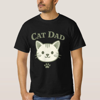 T-shirt Mignon Chat Papa Vert Sauge Esthétique Kawaii