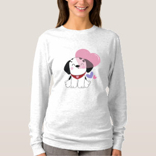 T-shirt Mignon Chien Dalmatien Kawaii avec des Cœurs