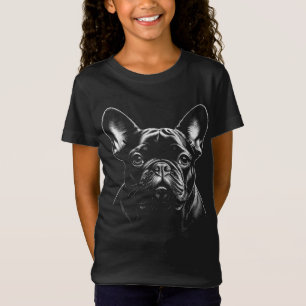 T-Shirt Mignon Chien Fillette Bouledogue Français Noir