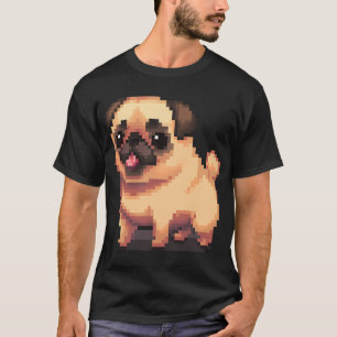 T-shirt Mignon chiot Carlin beige - Pixel art