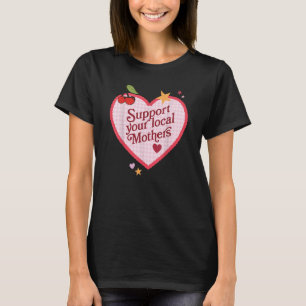 T-shirt Mignon cœur rétro prépa Cerise Soutenir les locaux