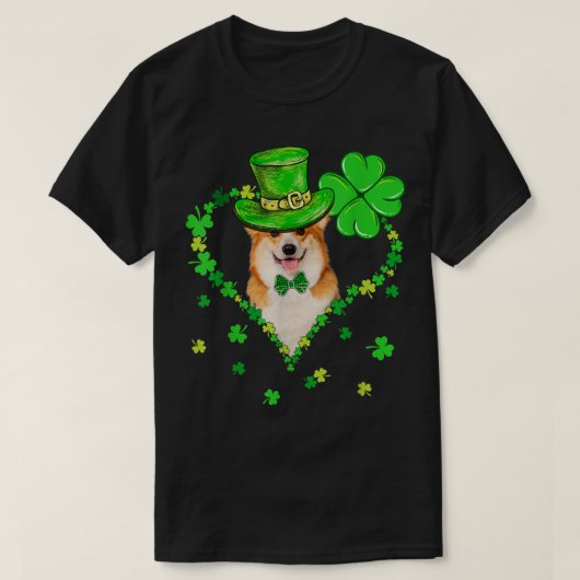 T-shirt Mignon Corgi Saint Patrick's Day Chiens Papa Maman (Design devant)