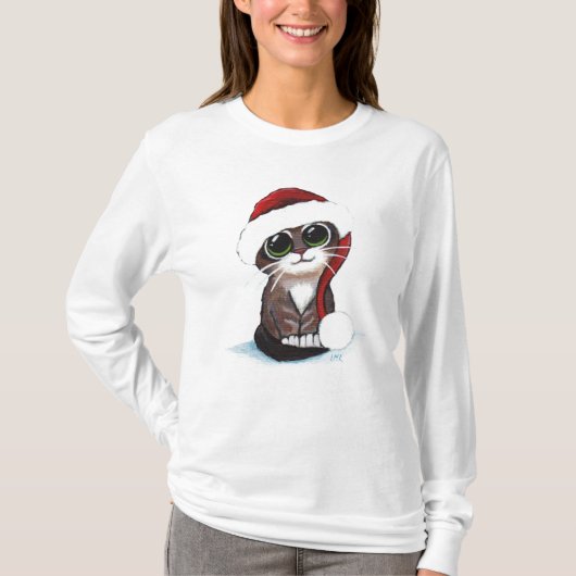 T-shirt mignon de chaton de Noël (Devant)